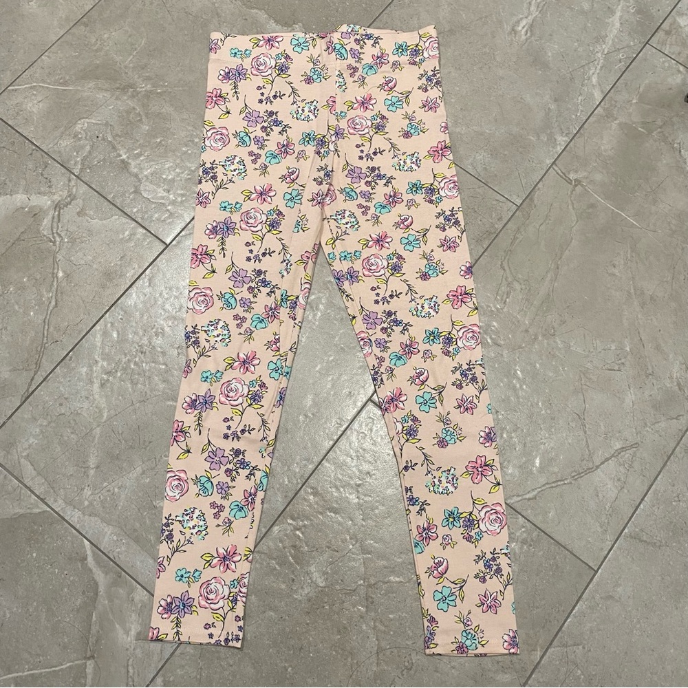 Kids Cynthia Rowley Girls Pink Floral Flower Print Leggings Pants M 7/8